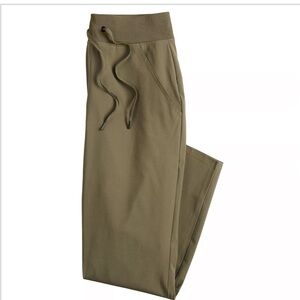 Topia Women Olive Green Mid Rise Skimmer Pants Elastic Band